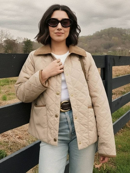 Cocolii veste matelassée femme à col en velours côtelé doudoune légère courte et chaude pour automne et hiver manteau