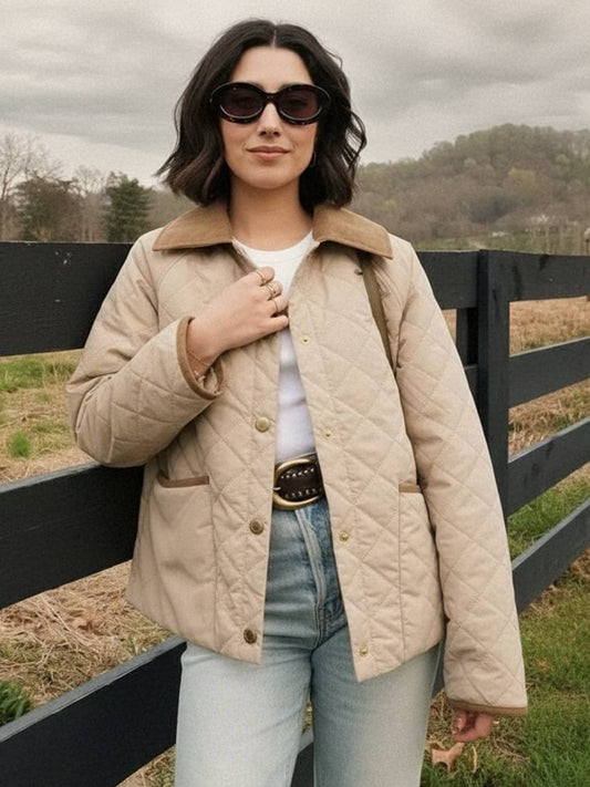 Cocolii veste matelassée femme à col en velours côtelé doudoune légère courte et chaude pour automne et hiver manteau