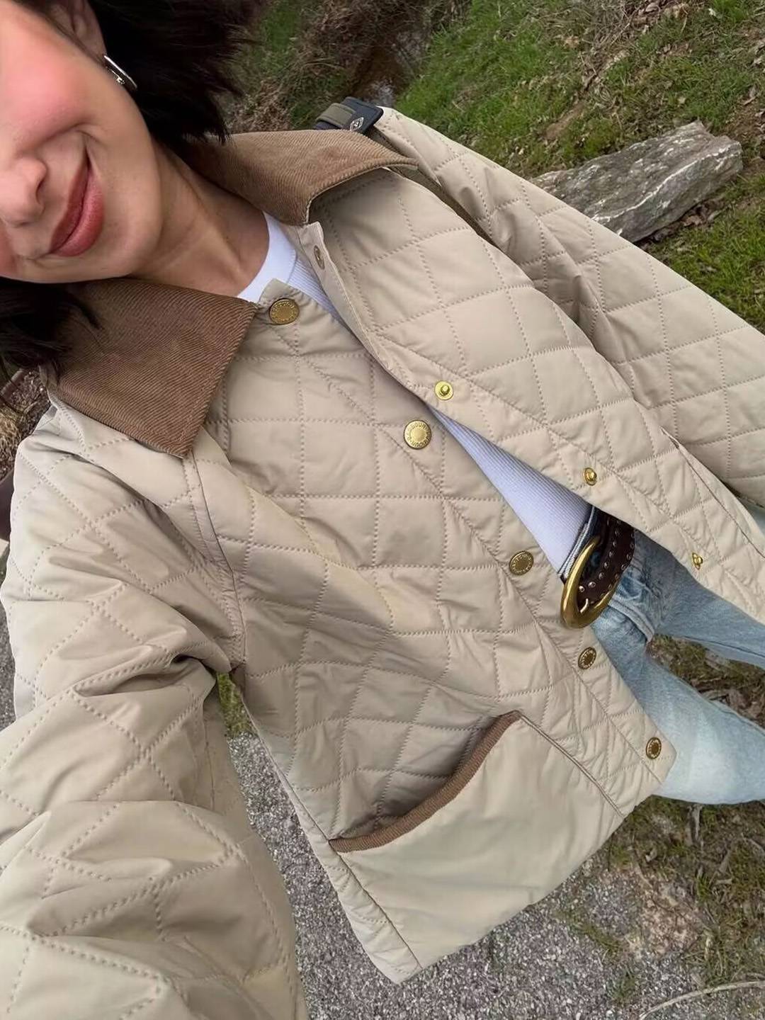 Cocolii veste matelassée femme à col en velours côtelé doudoune légère courte et chaude pour automne et hiver manteau