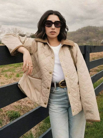 Cocolii veste matelassée femme à col en velours côtelé doudoune légère courte et chaude pour automne et hiver manteau