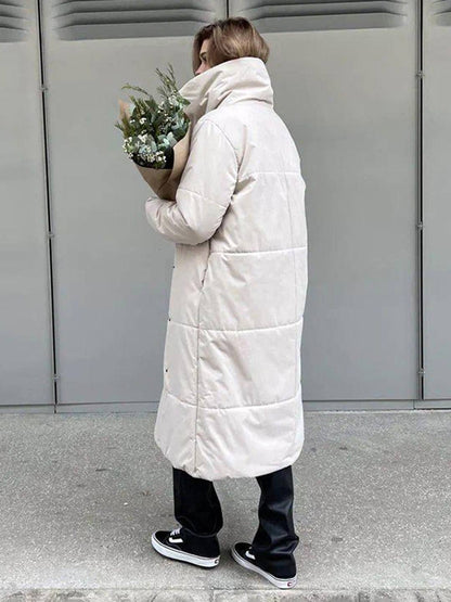 Cocolii doudoune longue femme hiver ceinturée manteau matelassé chaud col montant décontracté veste puffer élégante