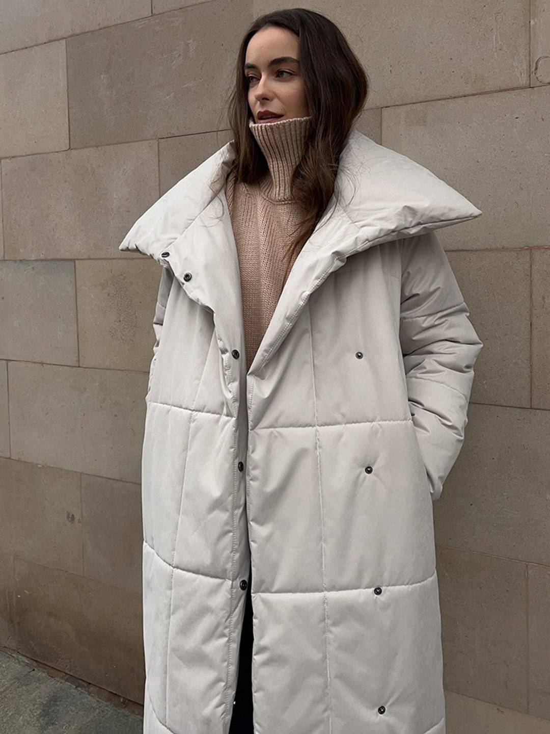 Cocolii doudoune longue femme hiver ceinturée manteau matelassé chaud col montant décontracté veste puffer élégante