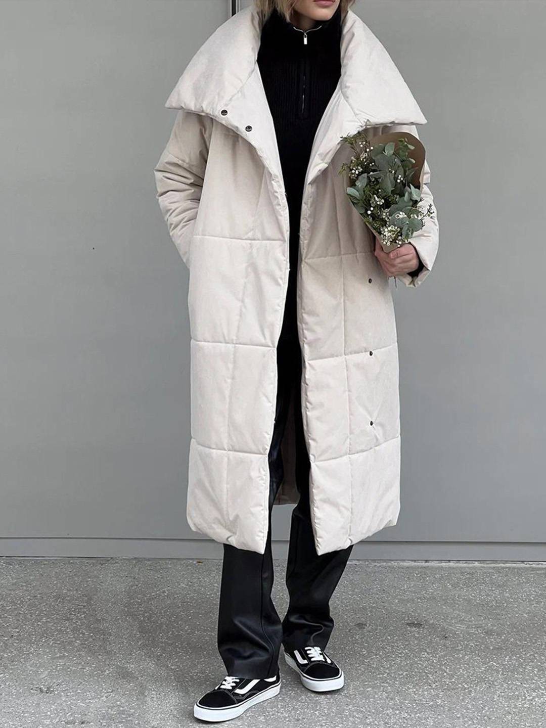 Cocolii doudoune longue femme hiver ceinturée manteau matelassé chaud col montant décontracté veste puffer élégante