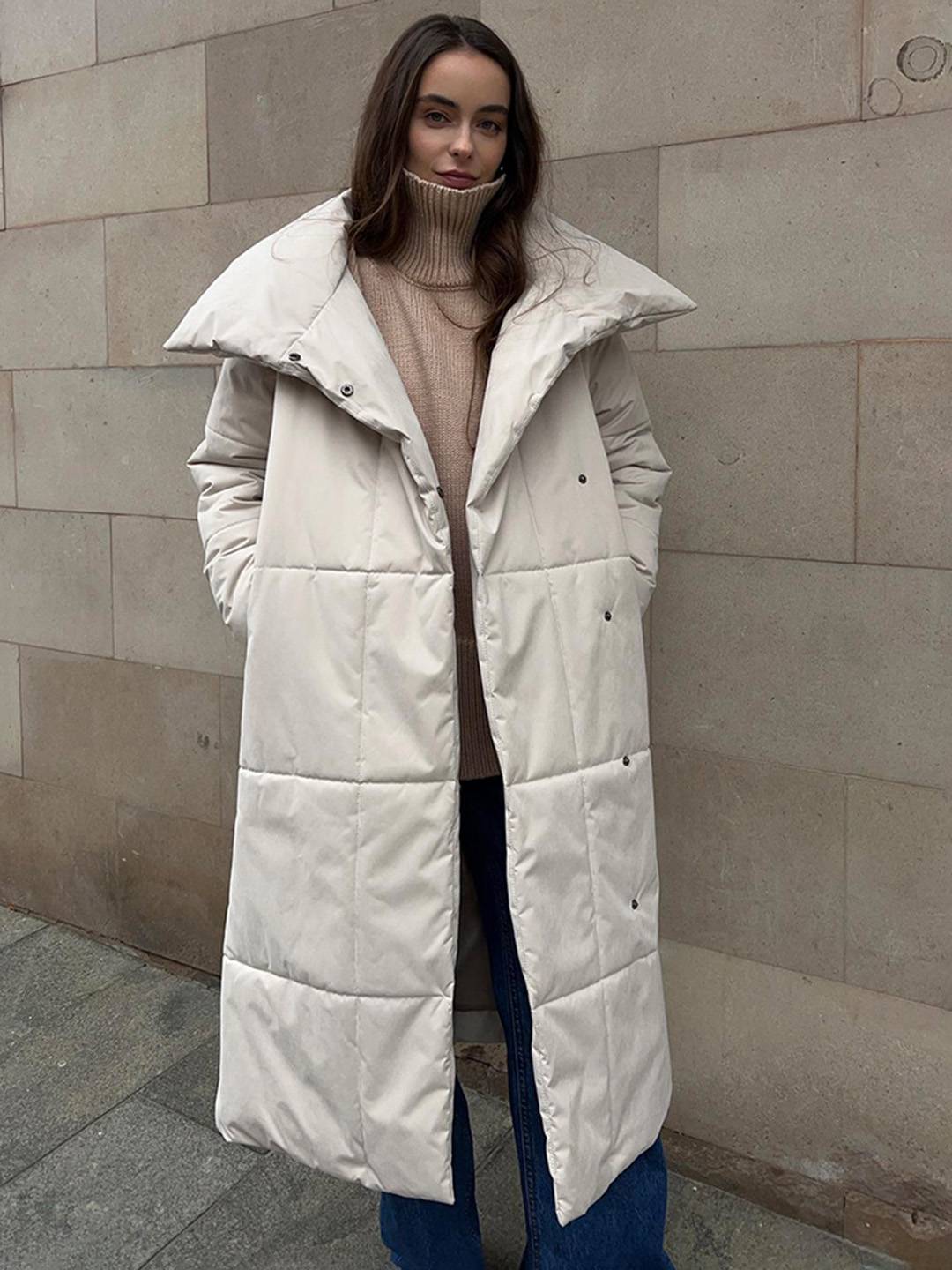 Cocolii doudoune longue femme hiver ceinturée manteau matelassé chaud col montant décontracté veste puffer élégante