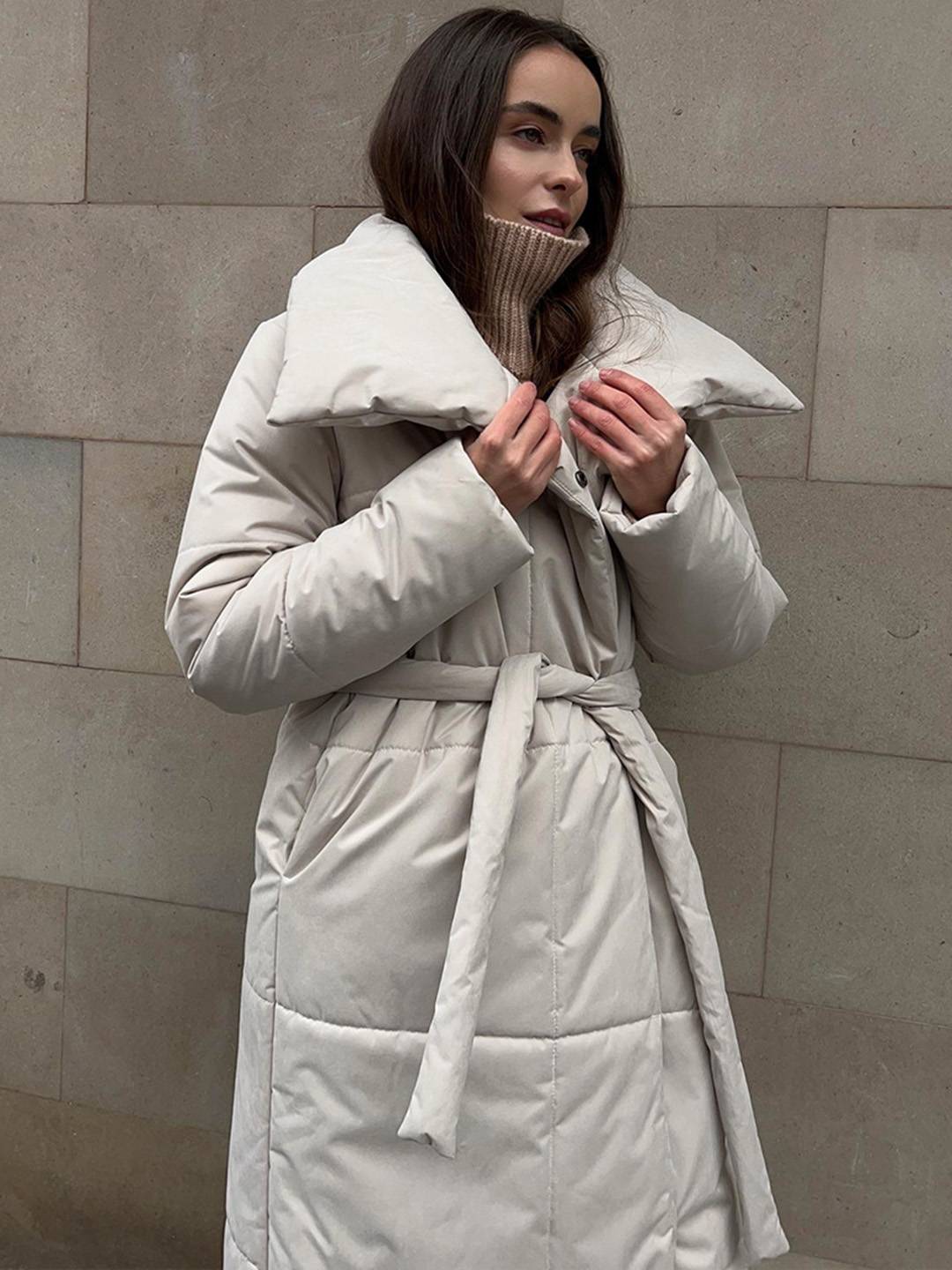 Cocolii doudoune longue femme hiver ceinturée manteau matelassé chaud col montant décontracté veste puffer élégante