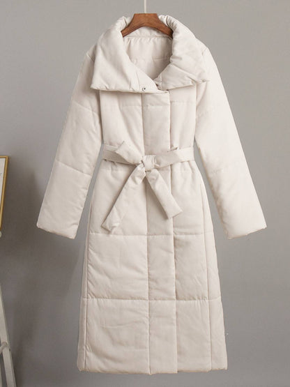Cocolii doudoune longue femme hiver ceinturée manteau matelassé chaud col montant décontracté veste puffer élégante