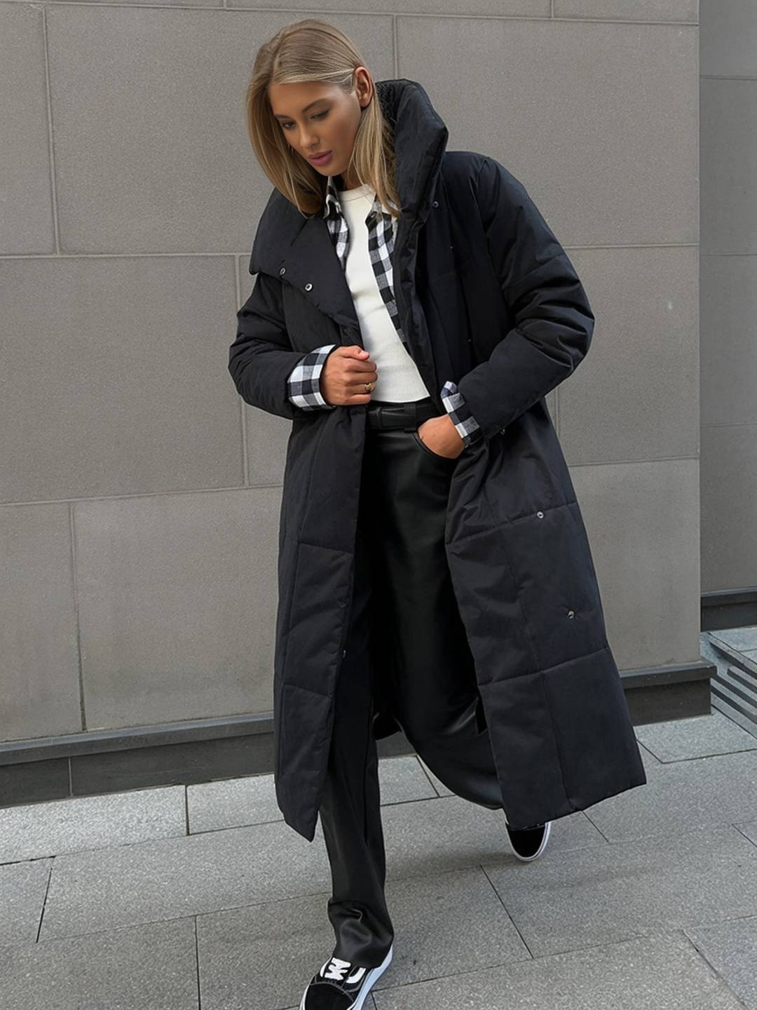 Cocolii doudoune longue femme hiver ceinturée manteau matelassé chaud col montant décontracté veste puffer élégante