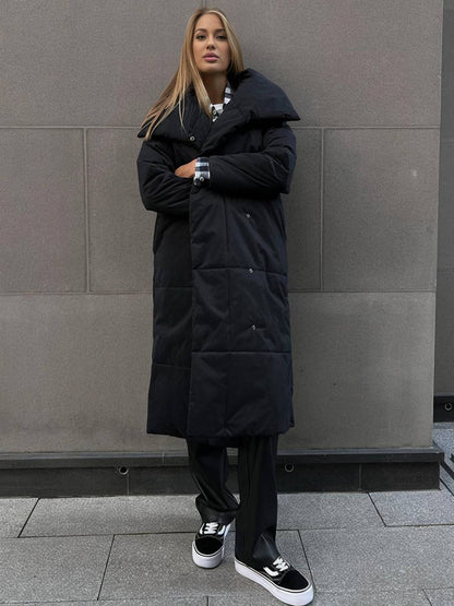 Cocolii doudoune longue femme hiver ceinturée manteau matelassé chaud col montant décontracté veste puffer élégante