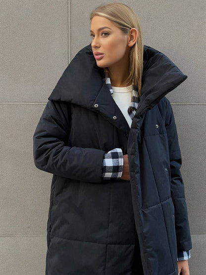 Cocolii doudoune longue femme hiver ceinturée manteau matelassé chaud col montant décontracté veste puffer élégante