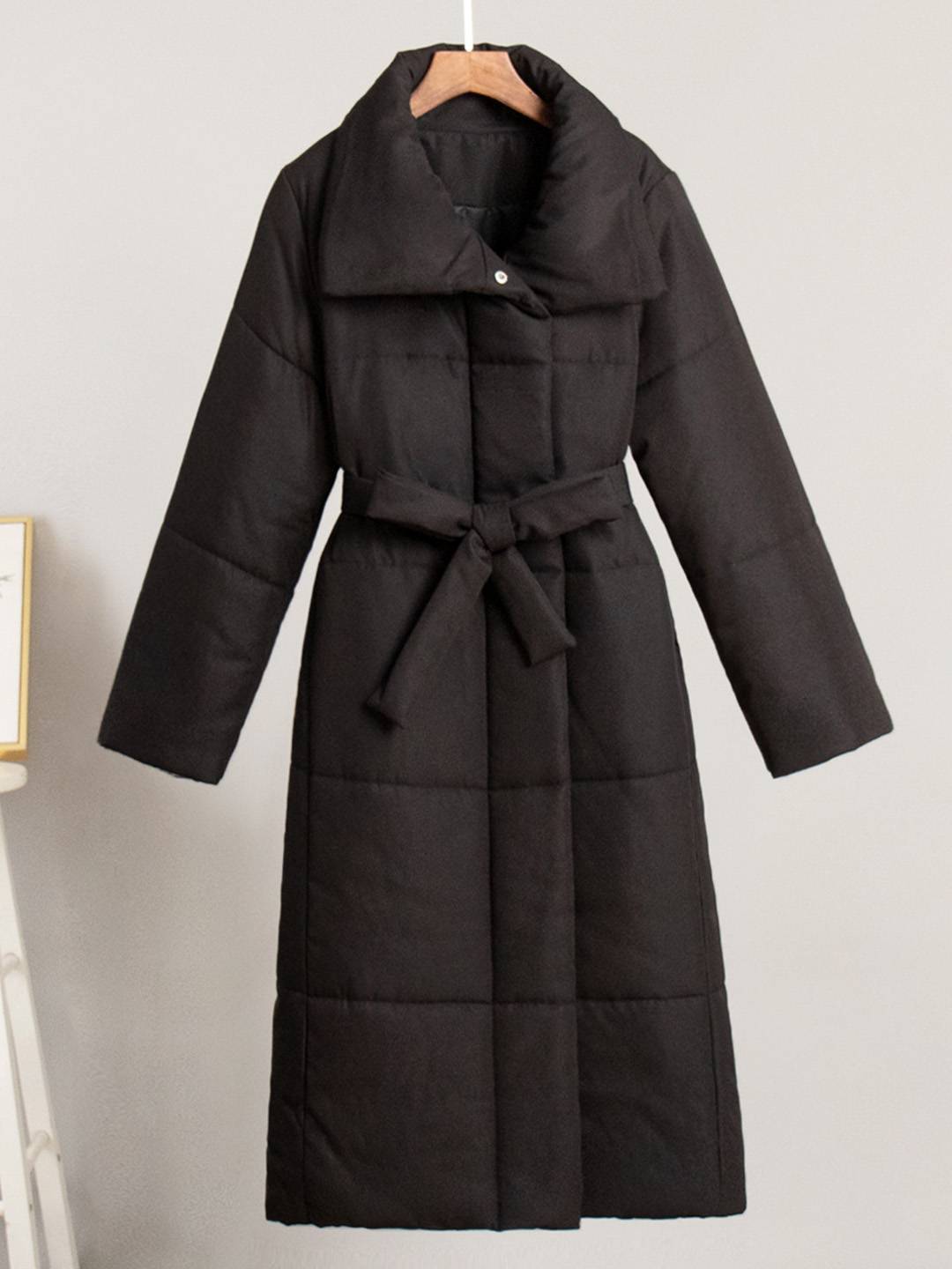 Cocolii doudoune longue femme hiver ceinturée manteau matelassé chaud col montant décontracté veste puffer élégante
