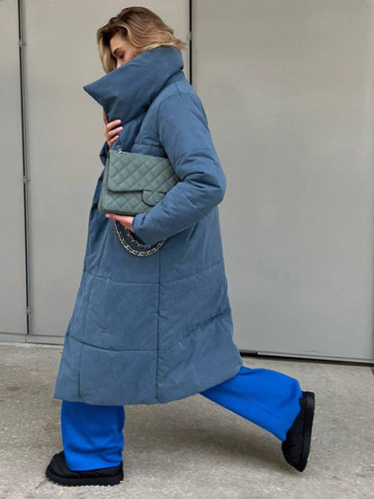 Cocolii doudoune longue femme hiver ceinturée manteau matelassé chaud col montant décontracté veste puffer élégante