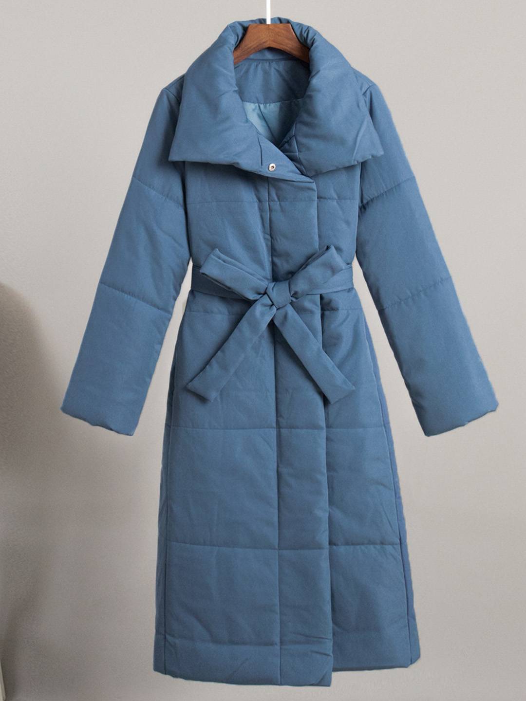 Cocolii doudoune longue femme hiver ceinturée manteau matelassé chaud col montant décontracté veste puffer élégante