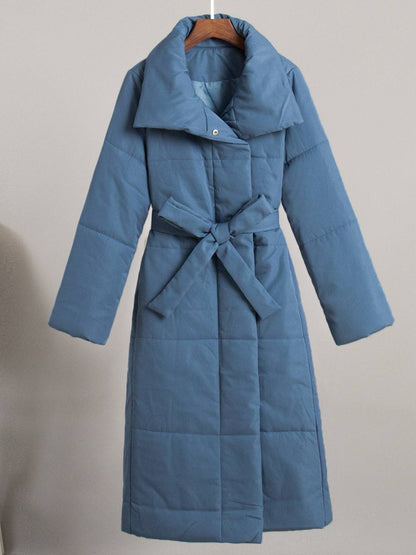 Cocolii doudoune longue femme hiver ceinturée manteau matelassé chaud col montant décontracté veste puffer élégante