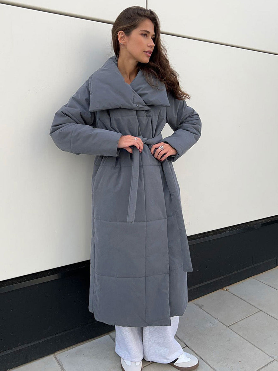 Cocolii doudoune longue femme hiver ceinturée manteau matelassé chaud col montant décontracté veste puffer élégante