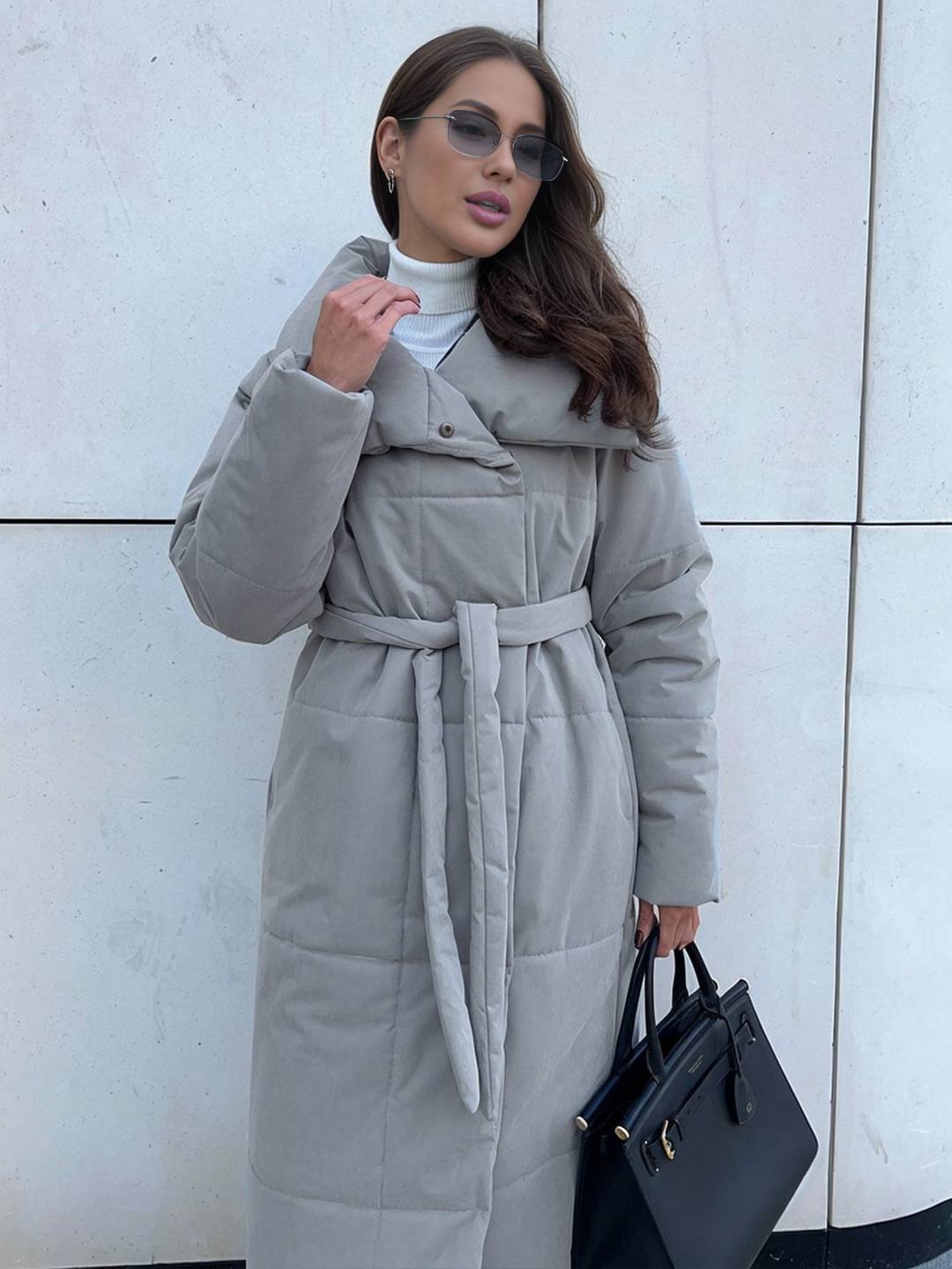 Cocolii doudoune longue femme hiver ceinturée manteau matelassé chaud col montant décontracté veste puffer élégante