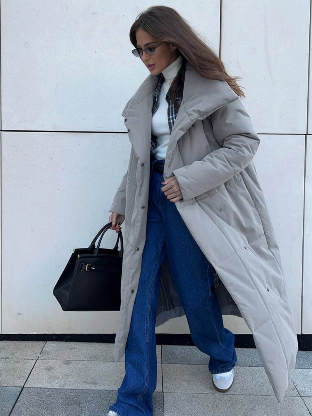 Cocolii doudoune longue femme hiver ceinturée manteau matelassé chaud col montant décontracté veste puffer élégante