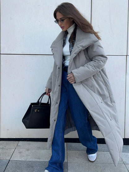 Cocolii doudoune longue femme hiver ceinturée manteau matelassé chaud col montant décontracté veste puffer élégante