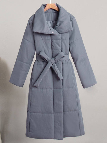 Cocolii doudoune longue femme hiver ceinturée manteau matelassé chaud col montant décontracté veste puffer élégante