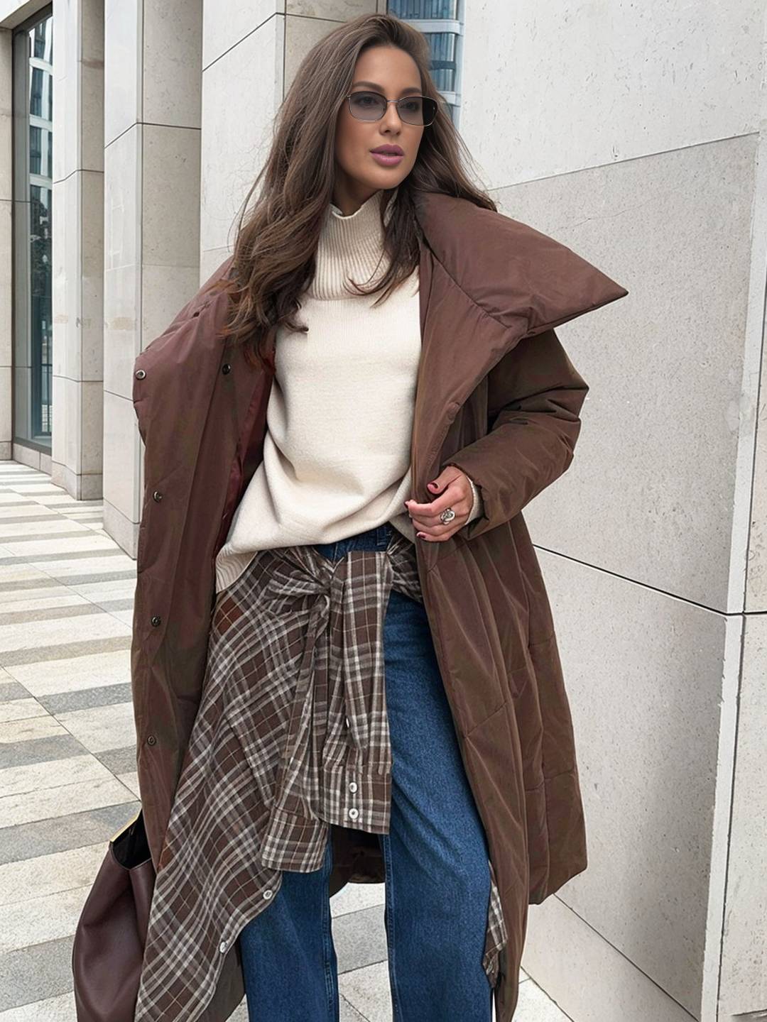 Cocolii doudoune longue femme hiver ceinturée manteau matelassé chaud col montant décontracté veste puffer élégante