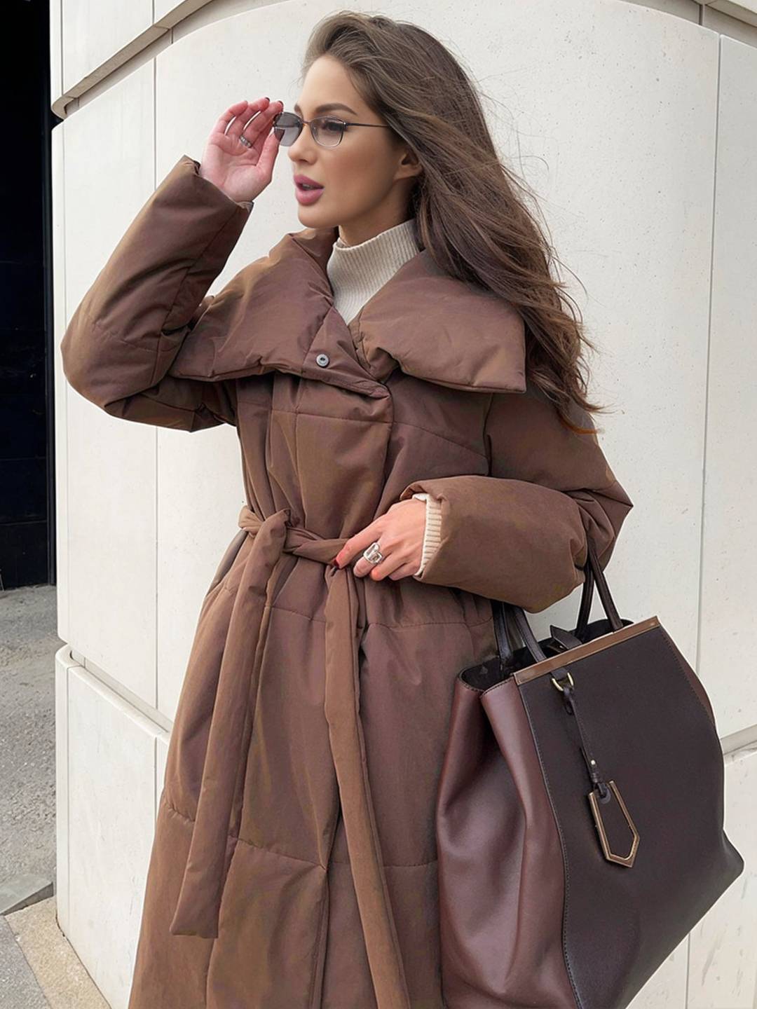 Cocolii doudoune longue femme hiver ceinturée manteau matelassé chaud col montant décontracté veste puffer élégante