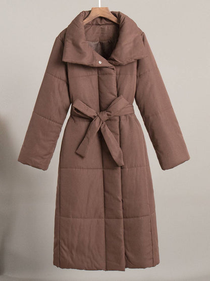 Cocolii doudoune longue femme hiver ceinturée manteau matelassé chaud col montant décontracté veste puffer élégante