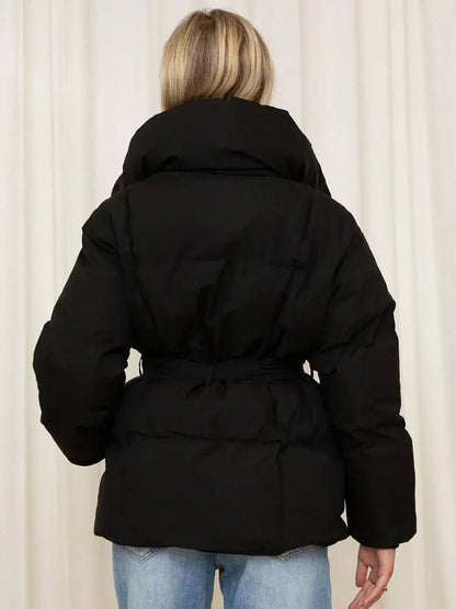 Cocolii mi-longue doudoune femme ceinturée en coton manteau d'hiver matelassé chaud à montant décontracté oversized veste