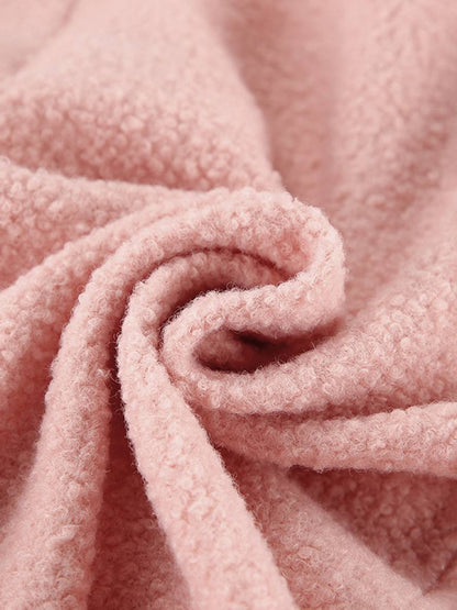 Cocolii court manteau unicolore polaire boutonnage poches col montant femme élégant décontracté doux veste