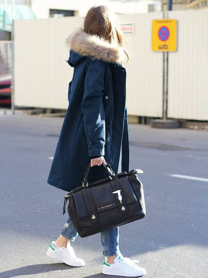 Cocolii mi-longue hiver manteau parka à capuche poches fermeture éclair fausse fourrure col femme ample oversized décontracté veste