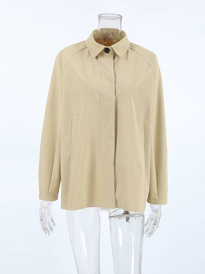 Cocolii court trench-coat unicolore boutonnage col revers manches longues femme élégant décontracté veste