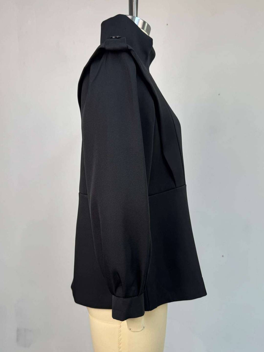 Cocolii trench-coat veste court péplum col montant boutonnage manches longues femme élégant décontracté blouson