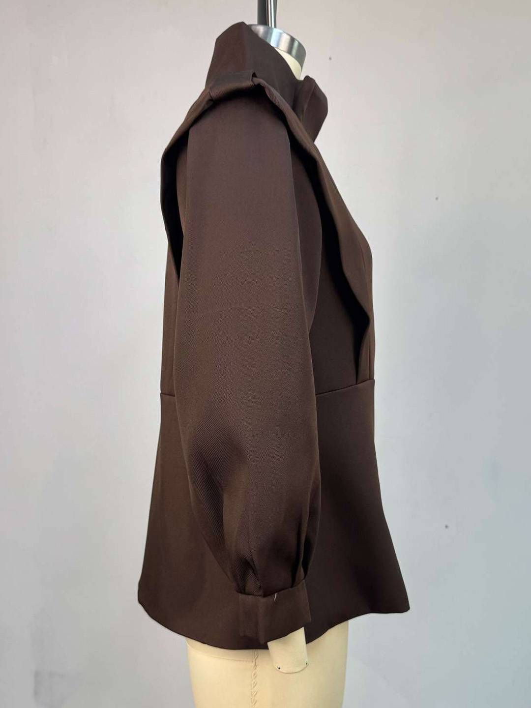 Cocolii trench-coat veste court péplum col montant boutonnage manches longues femme élégant décontracté blouson