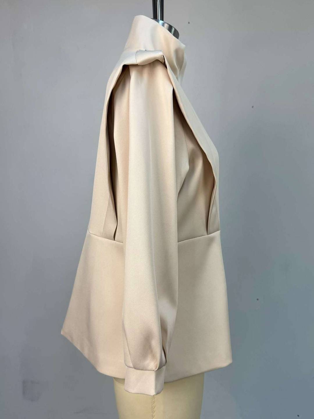 Cocolii trench-coat veste court péplum col montant boutonnage manches longues femme élégant décontracté blouson