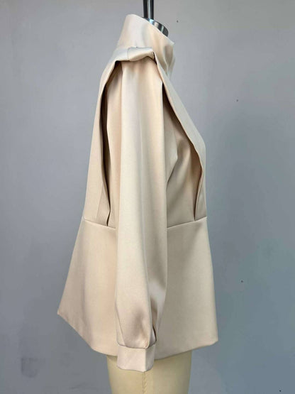 Cocolii trench-coat veste court péplum col montant boutonnage manches longues femme élégant décontracté blouson