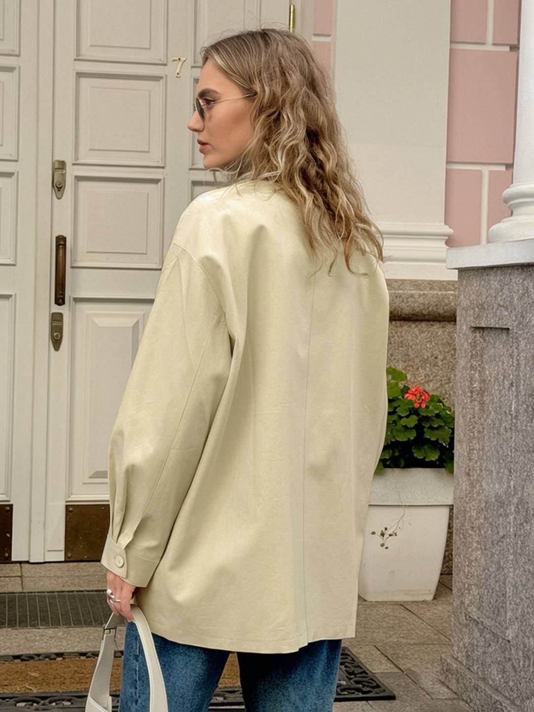 Cocolii court Trench femme manteau coton boutonnage poches fermeture éclair col revers décontracté pour mi-saison