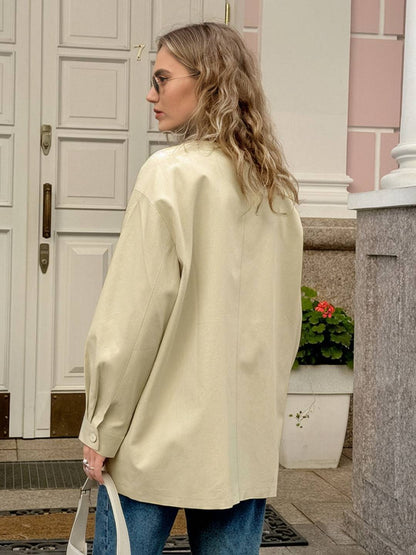 Cocolii court Trench femme manteau coton boutonnage poches fermeture éclair col revers décontracté pour mi-saison