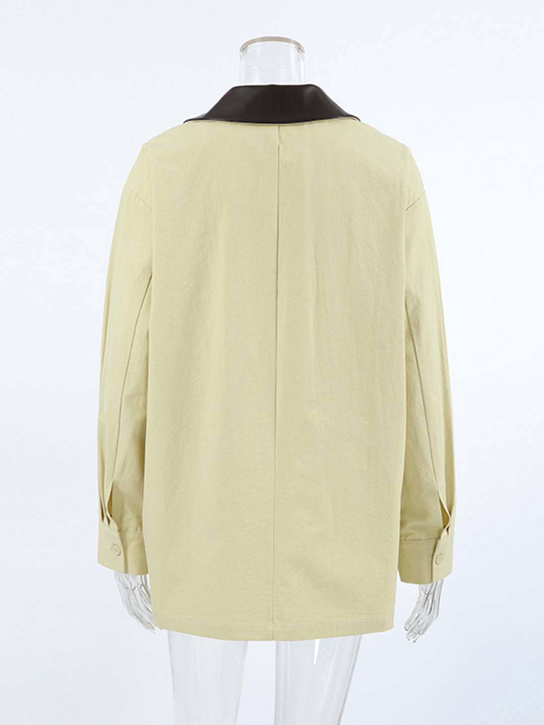 Cocolii court Trench femme manteau coton boutonnage poches fermeture éclair col revers décontracté pour mi-saison