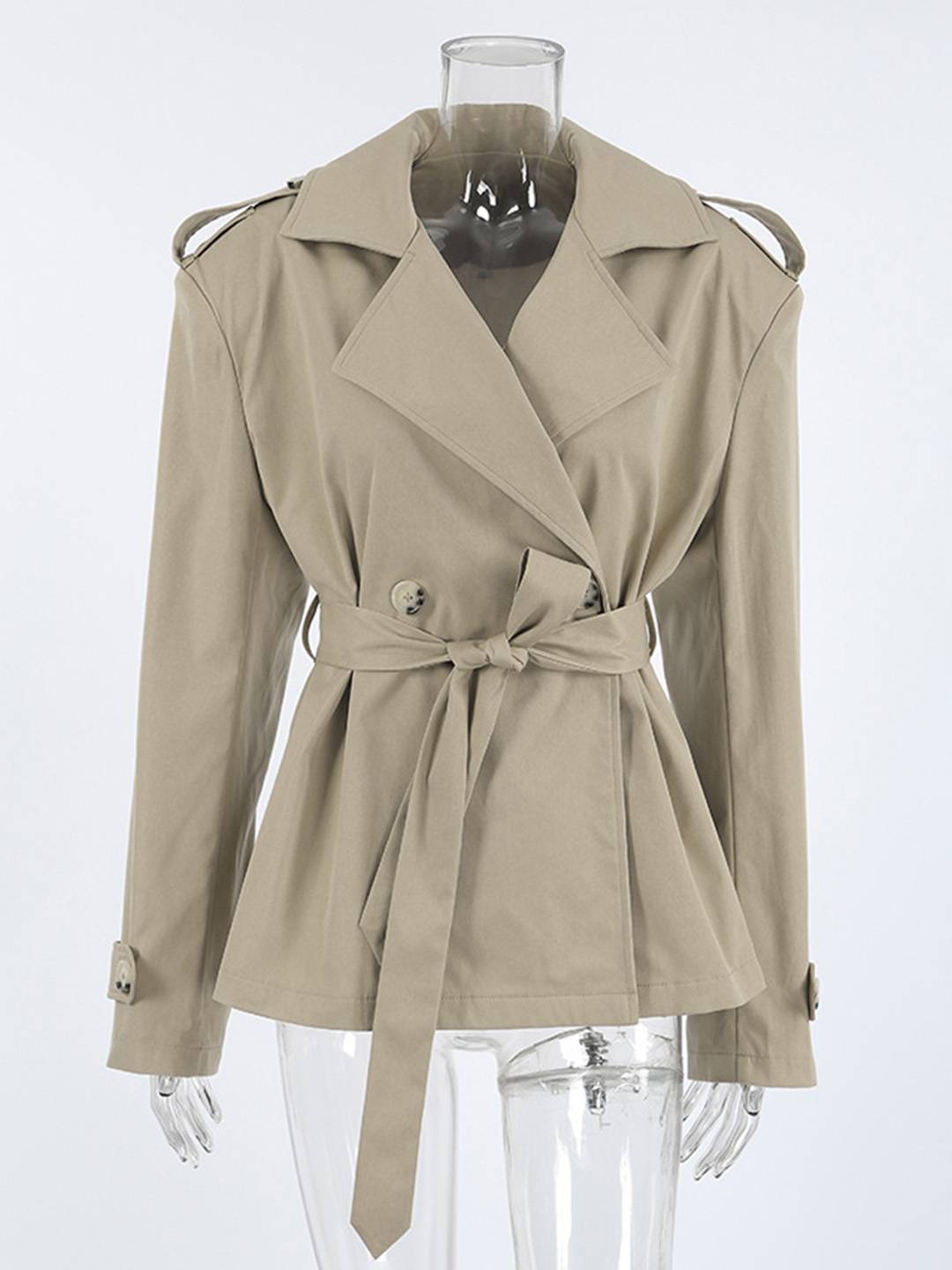Cocolii court trench femme en coton boutons ceinture manches longues élégant décontracté mi-saison veste pour automne