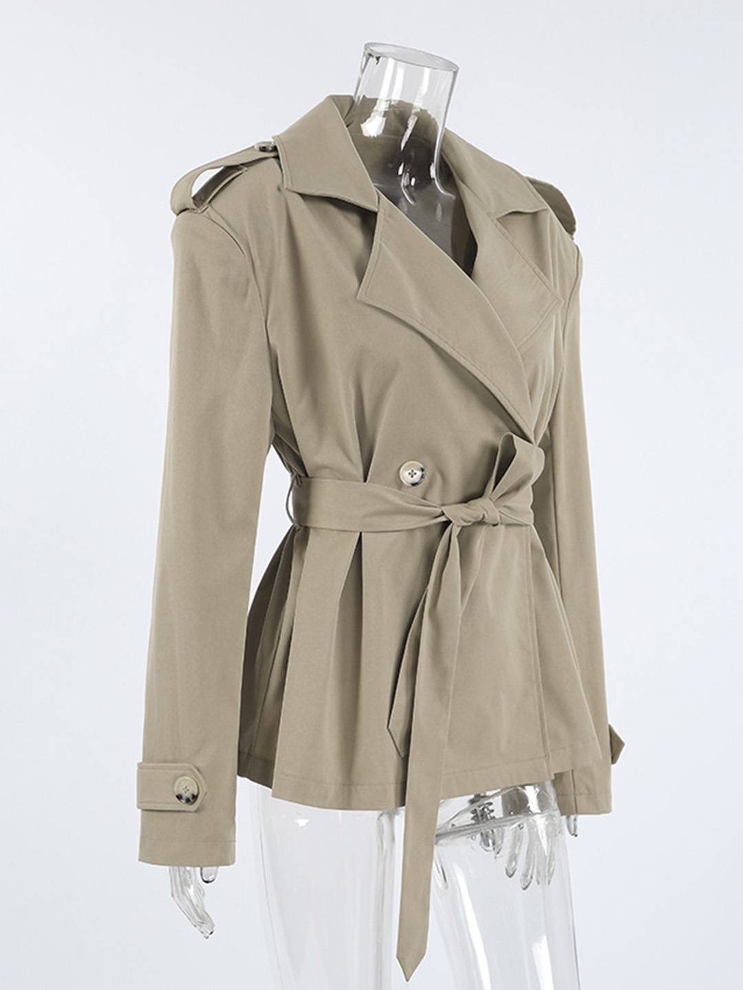 Cocolii court trench femme en coton boutons ceinture manches longues élégant décontracté mi-saison veste pour automne