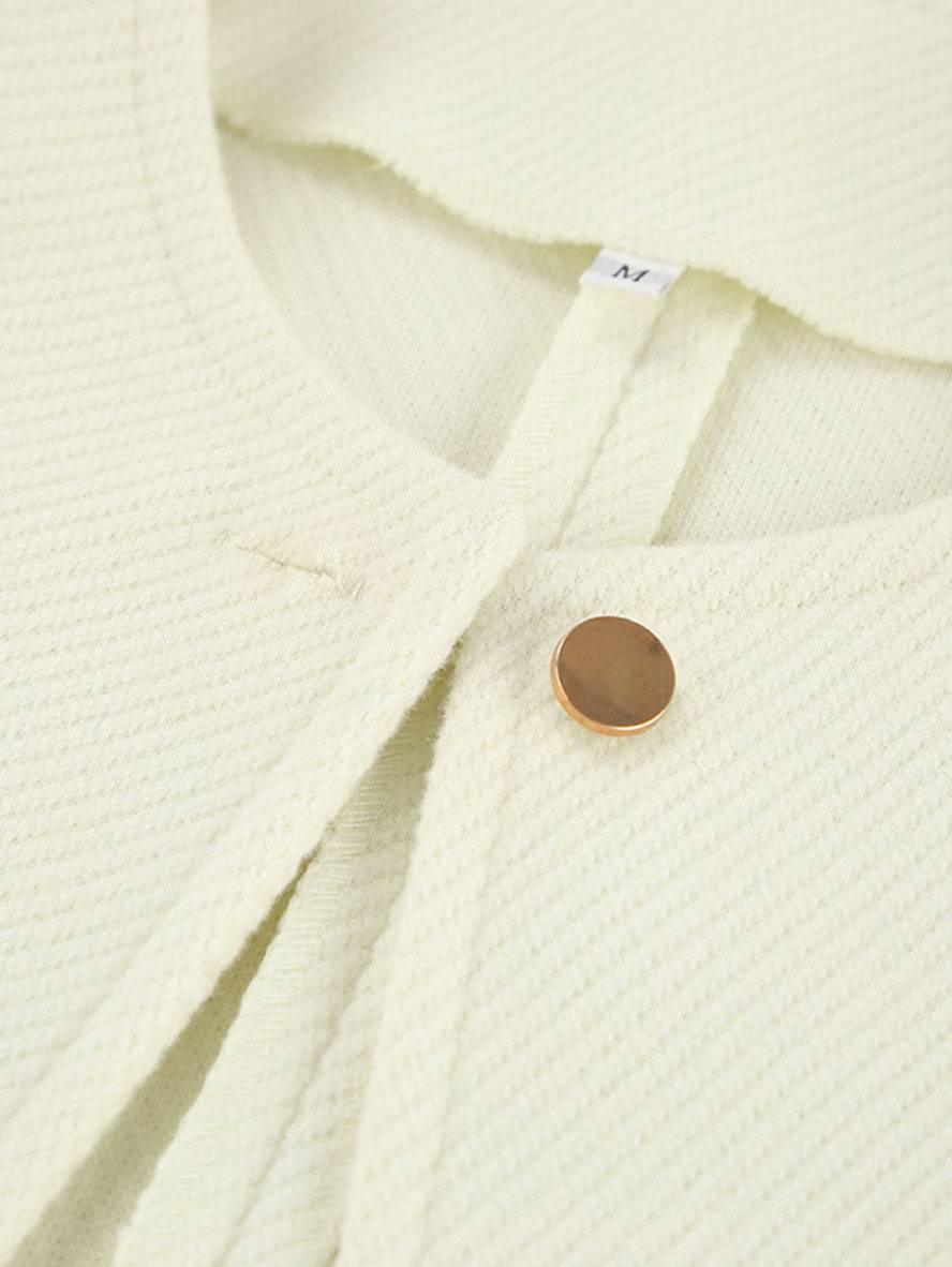 Cocolii court veste unicolore boutonnage col rond manches longues femme élégant décontracté automne manteau