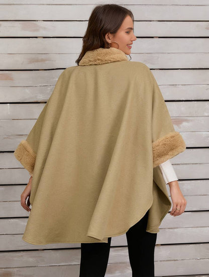 Cocolii mi-longue poncho manteau femme irrégulière boutons manches chauve souris femme élégant décontracté oversized veste