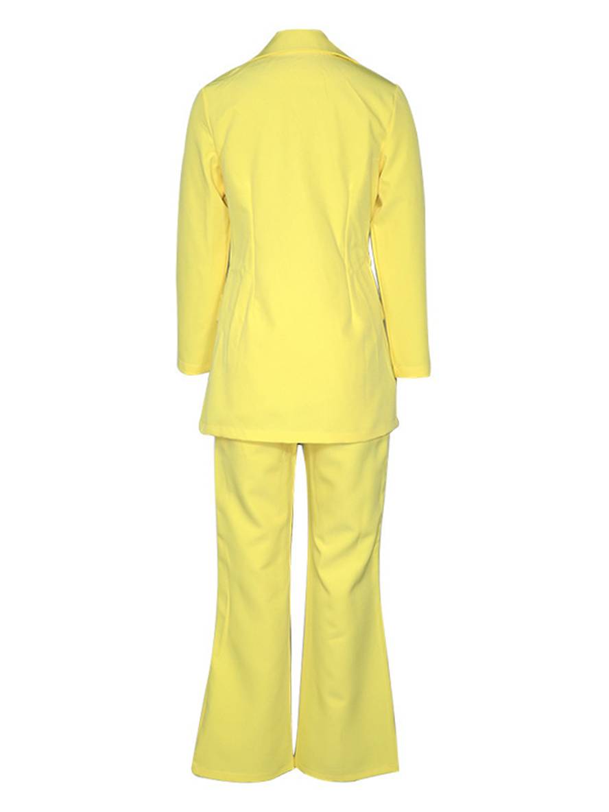 Cocolii blazer de bureau deux pièces boutons poches col revers manches longues veste droit pantalon femme style tailleur élégant