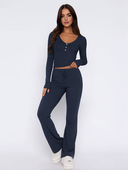 Cocolii tailleurs à pantalon unicolore boutons manches longues femme élégant décontracté mode casual