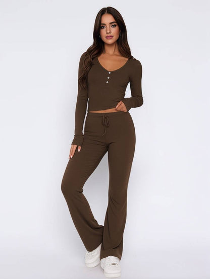 Cocolii tailleurs à pantalon unicolore boutons manches longues femme élégant décontracté mode casual
