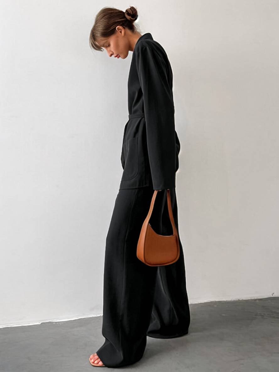 Cocolii ensembles avec pantalon v-cou ceinture poches blazer femme élégant décontracté deux pièces