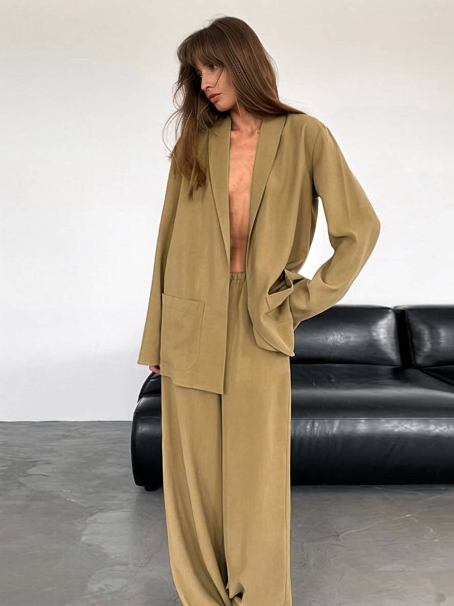 Cocolii ensembles avec pantalon v-cou ceinture poches blazer femme élégant décontracté deux pièces