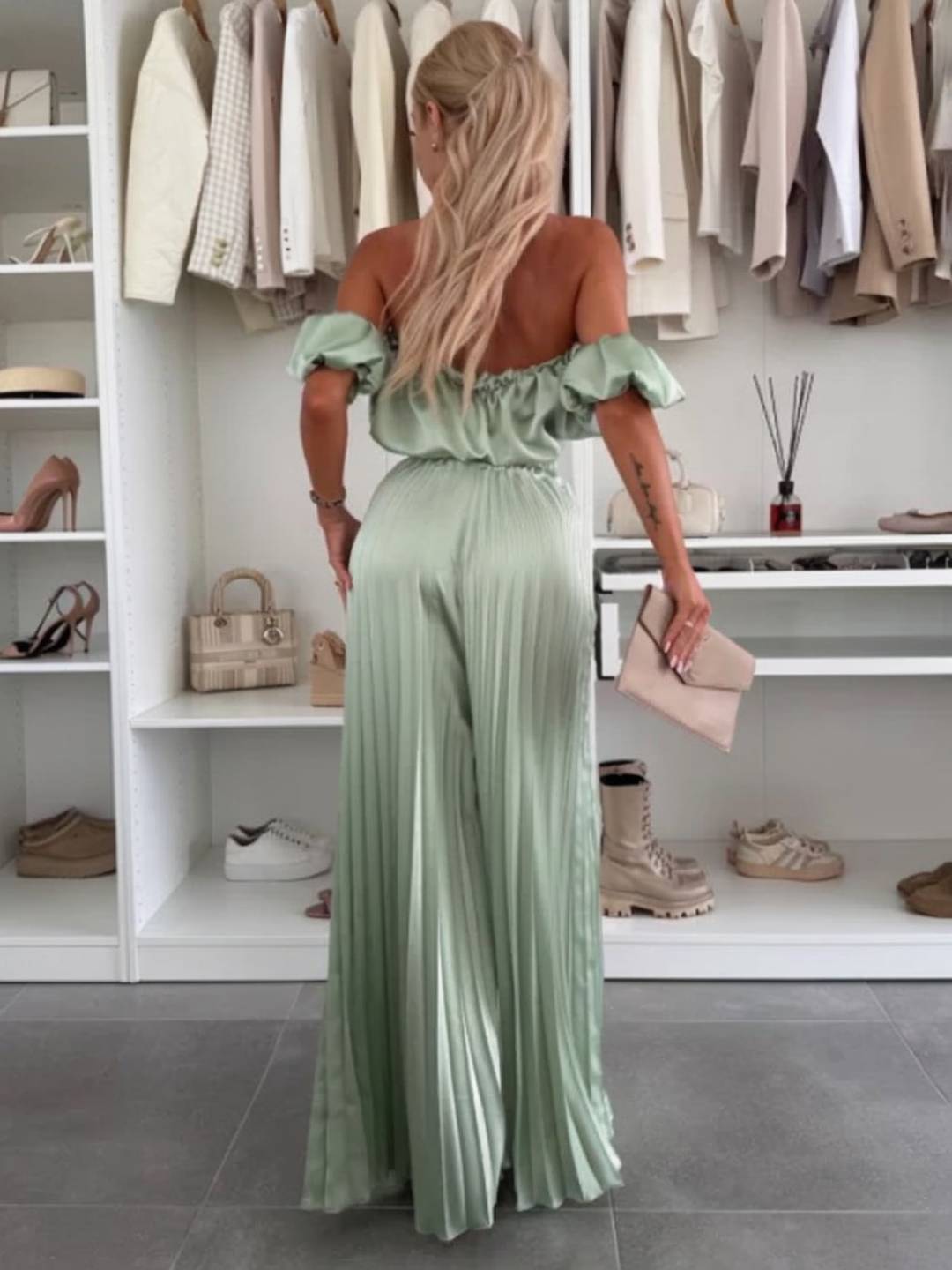 Cocolii ensembles avec fluide plissé pantalon cropped bustier col bateau sans manches hauts femme casual