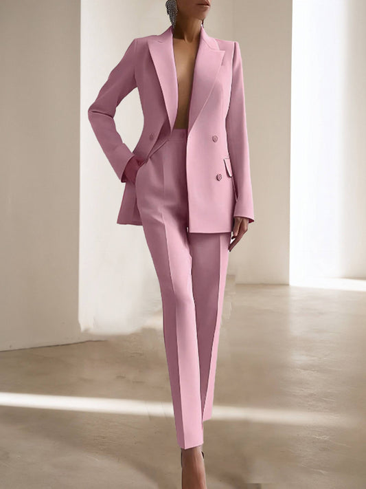 Cocolii tailleur pantalon femme chic 2 pièces veste blazer croisée et pantalon ensemble formel pour bureau mariage