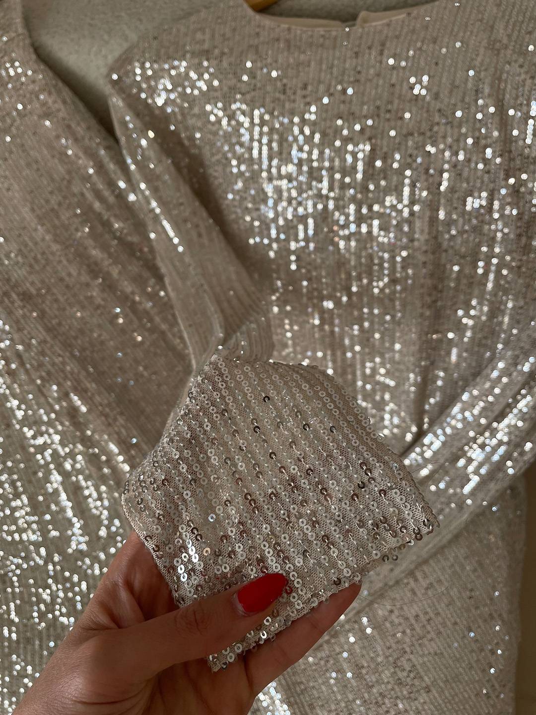 Cocolii ensembles brillante paillette femme top col rond manches longues et pantalon larges jambes évasé tenue de soirée