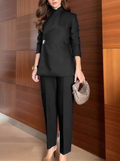 Cocolii ensembles tailleur femme chic blazer élégant à bouton unique et pantalon droit tenue de bureau professionnelle