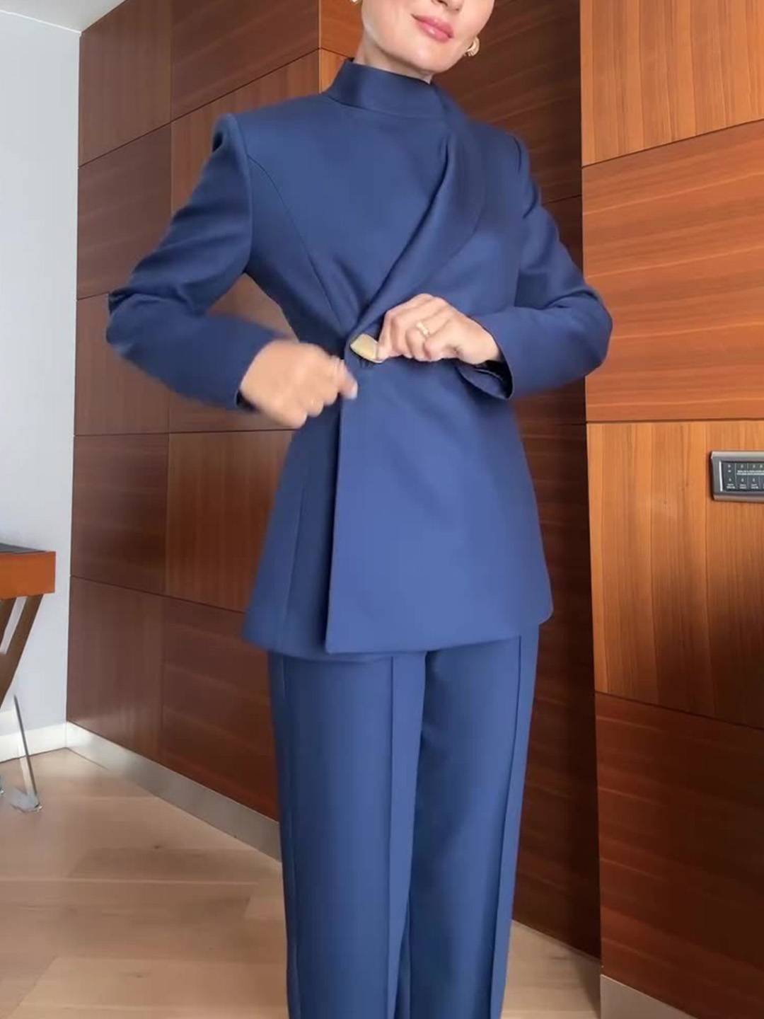 Cocolii ensembles tailleur femme chic blazer élégant à bouton unique et pantalon droit tenue de bureau professionnelle